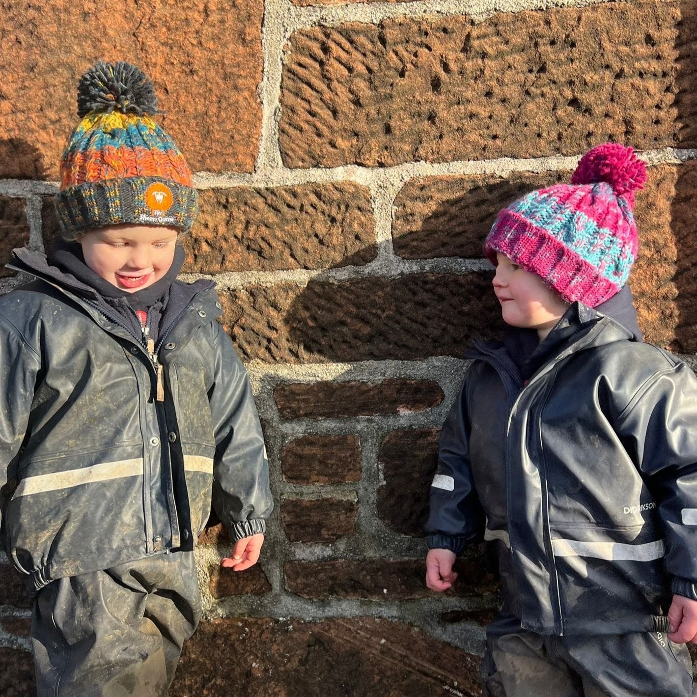 Kids Luxury Striped Bobble Hat - Winter Berries