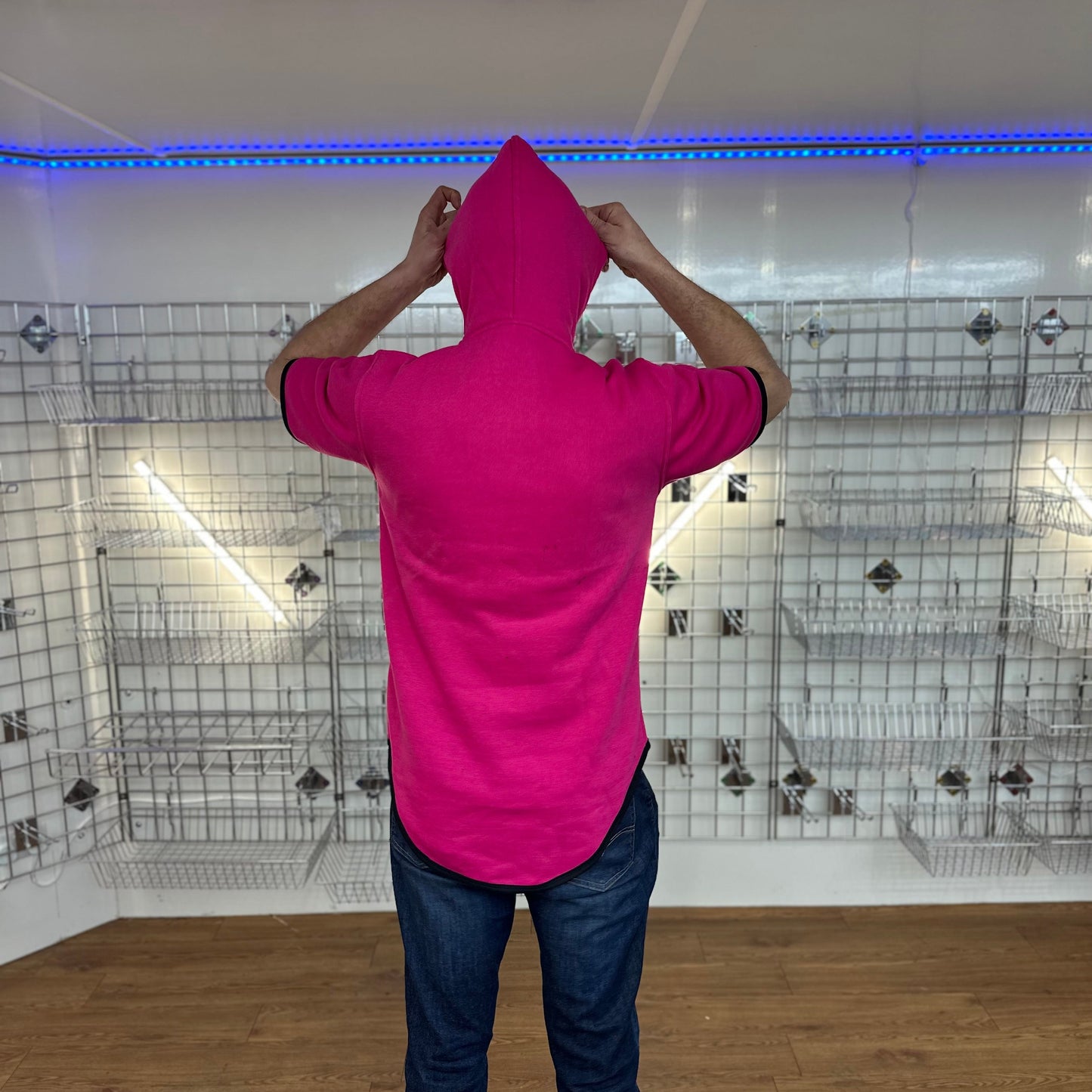 Short Sleeved Pink Shearing Hoody