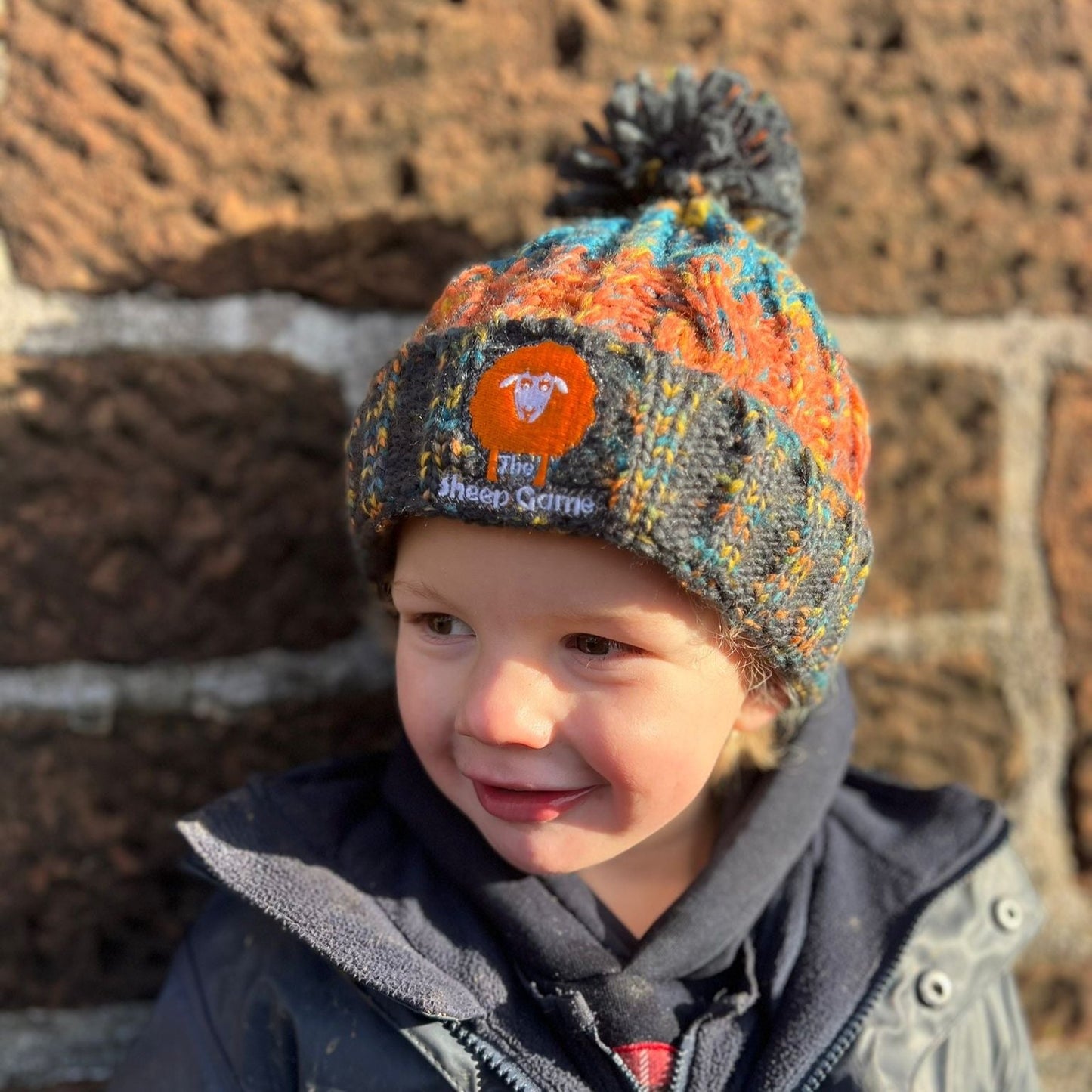 Kids Luxury Striped Bobble Hat - Retro Blues