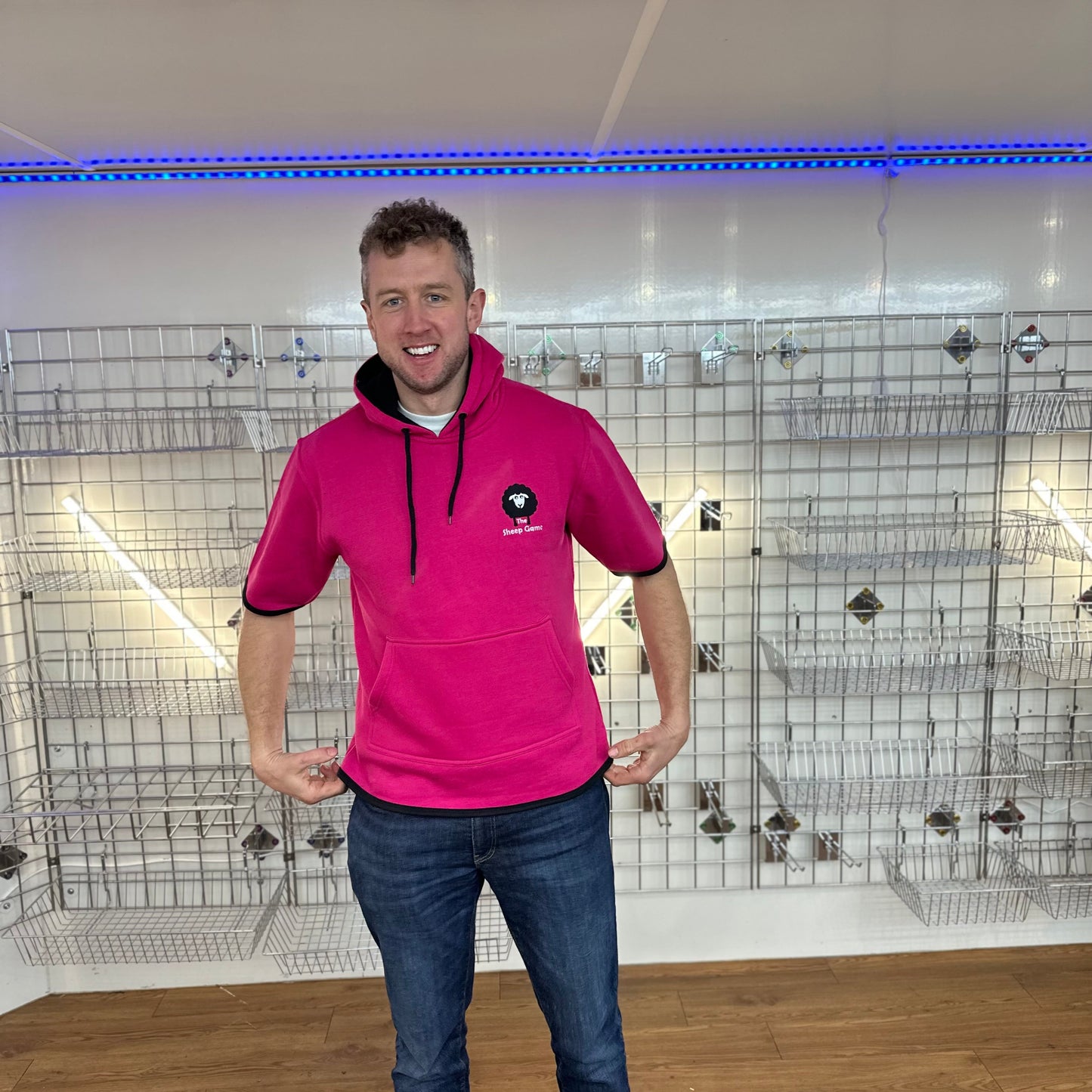 Short Sleeved Pink Shearing Hoody
