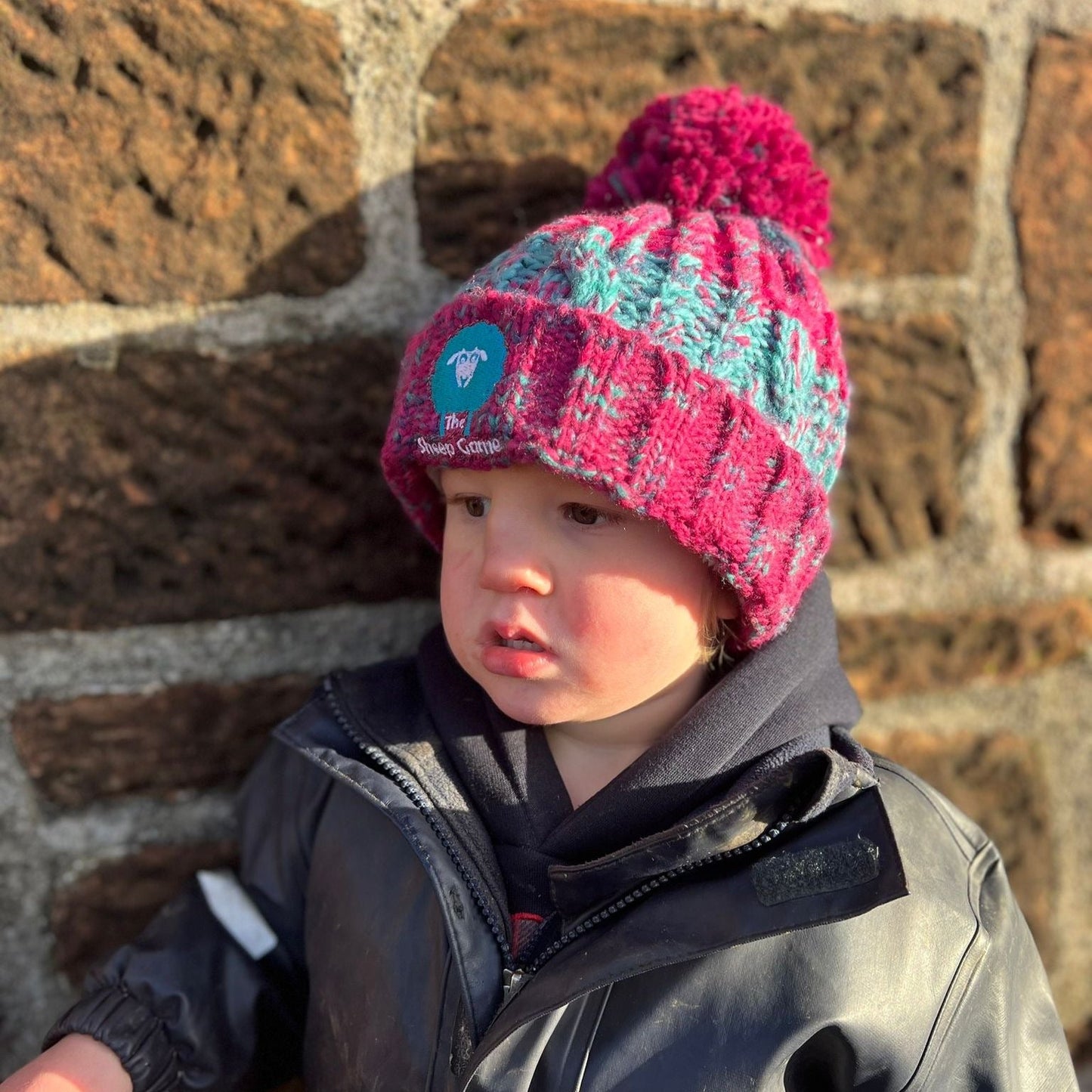 Kids Luxury Striped Bobble Hat - Winter Berries
