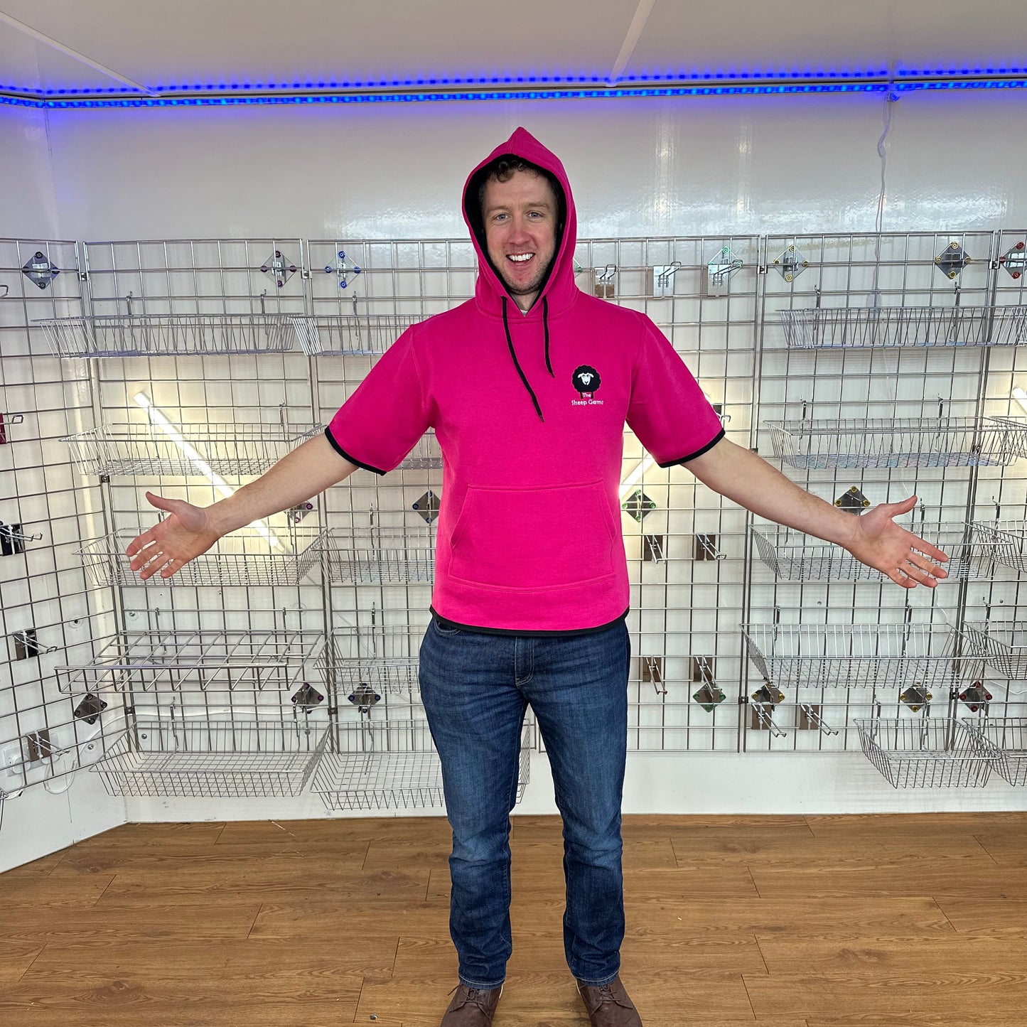 Short Sleeved Pink Shearing Hoody
