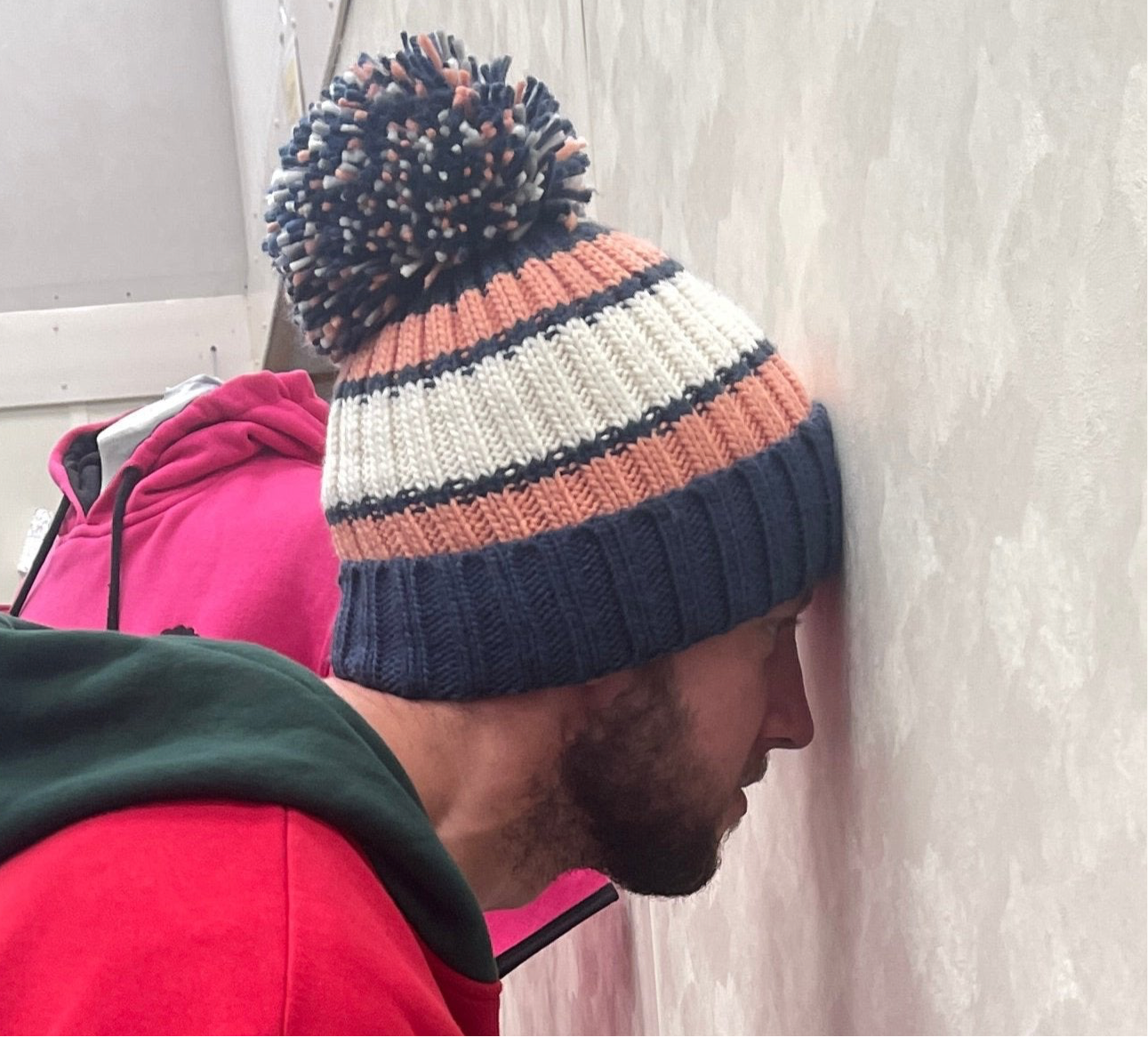 Marshmallow Luxury Striped Bobble Hat