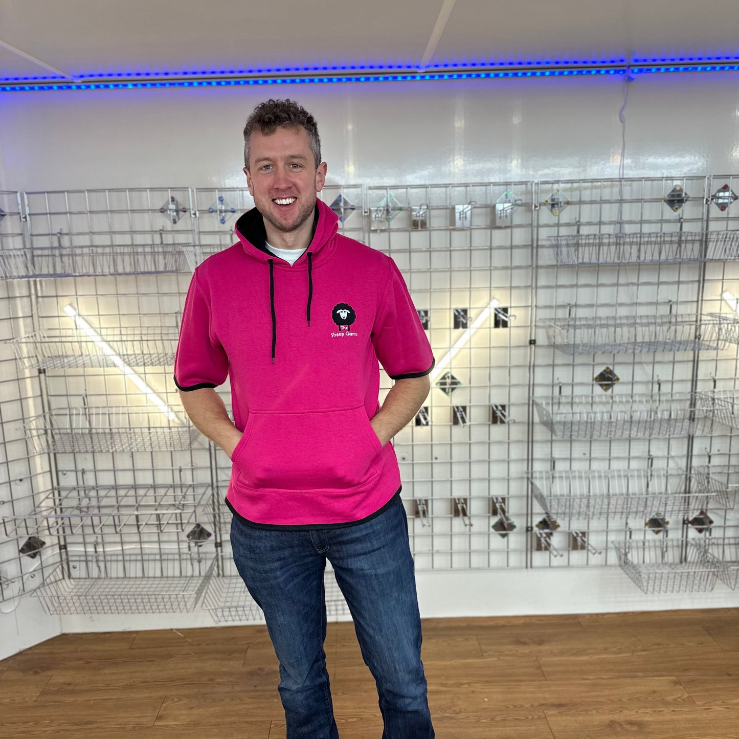 Short Sleeved Pink Shearing Hoody