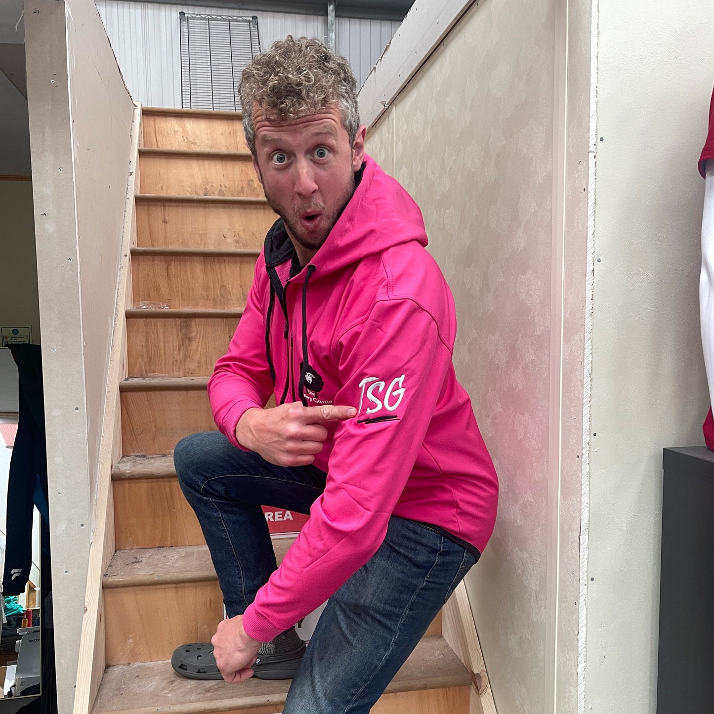 Hooded Softshell Jacket - Pink with Back Logo