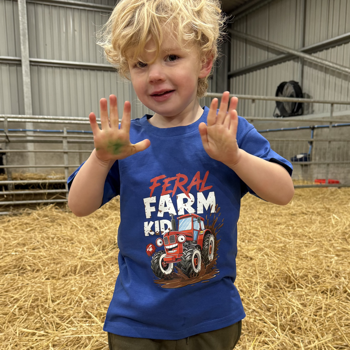 Feral Farm Kid T-Shirt - Tractor Print