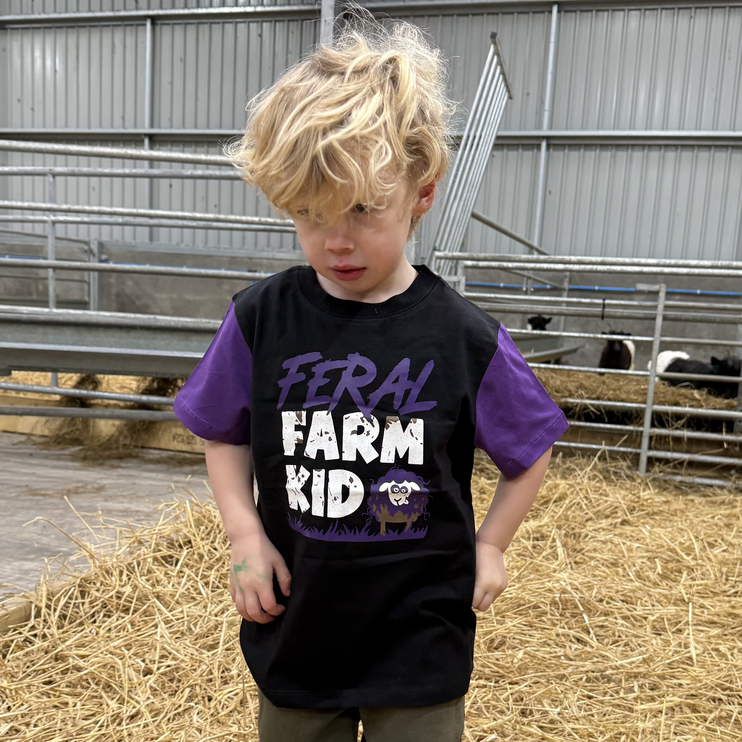 Feral Farm Kid T-Shirt - Sheep Print