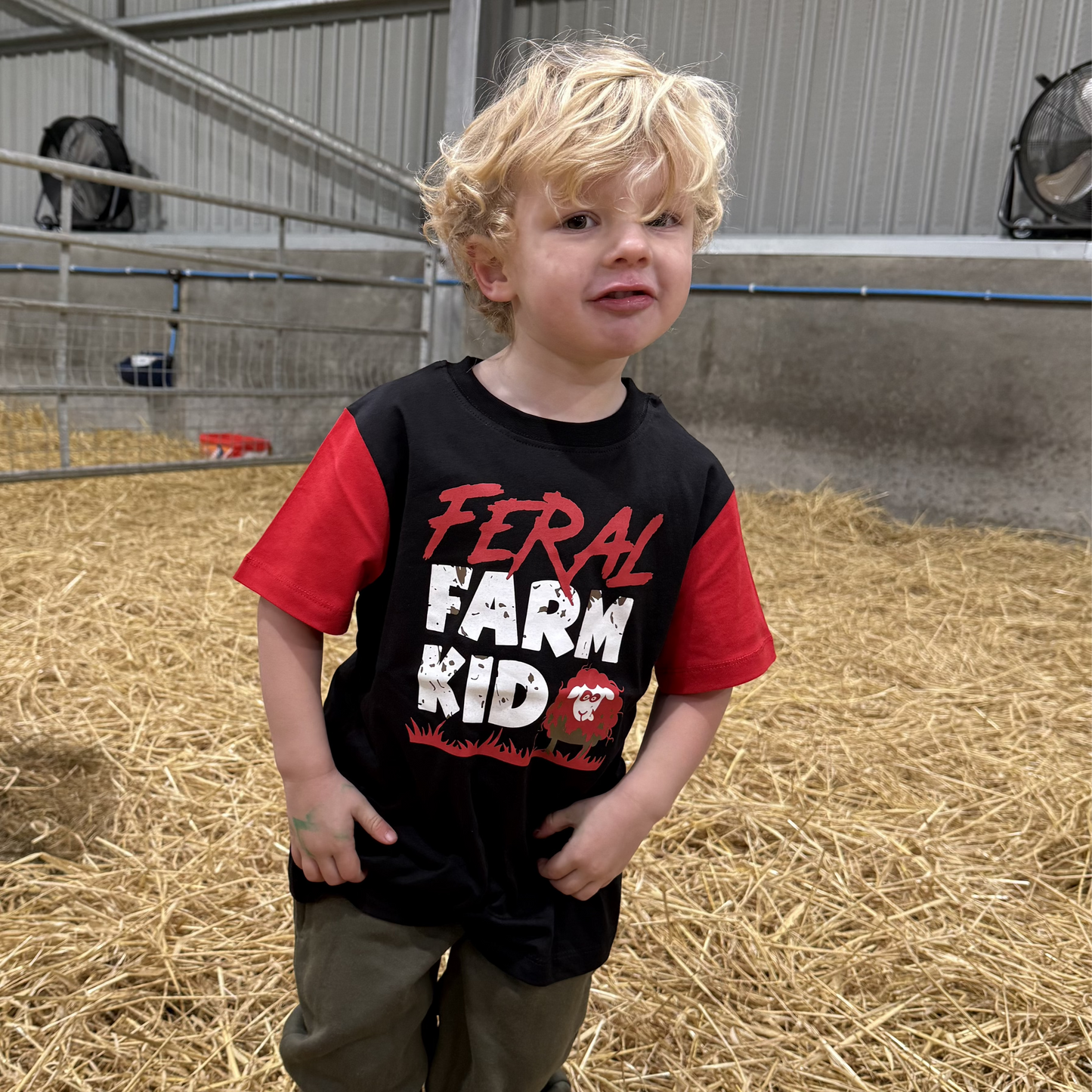 Feral Farm Kid T-Shirt - Sheep Print
