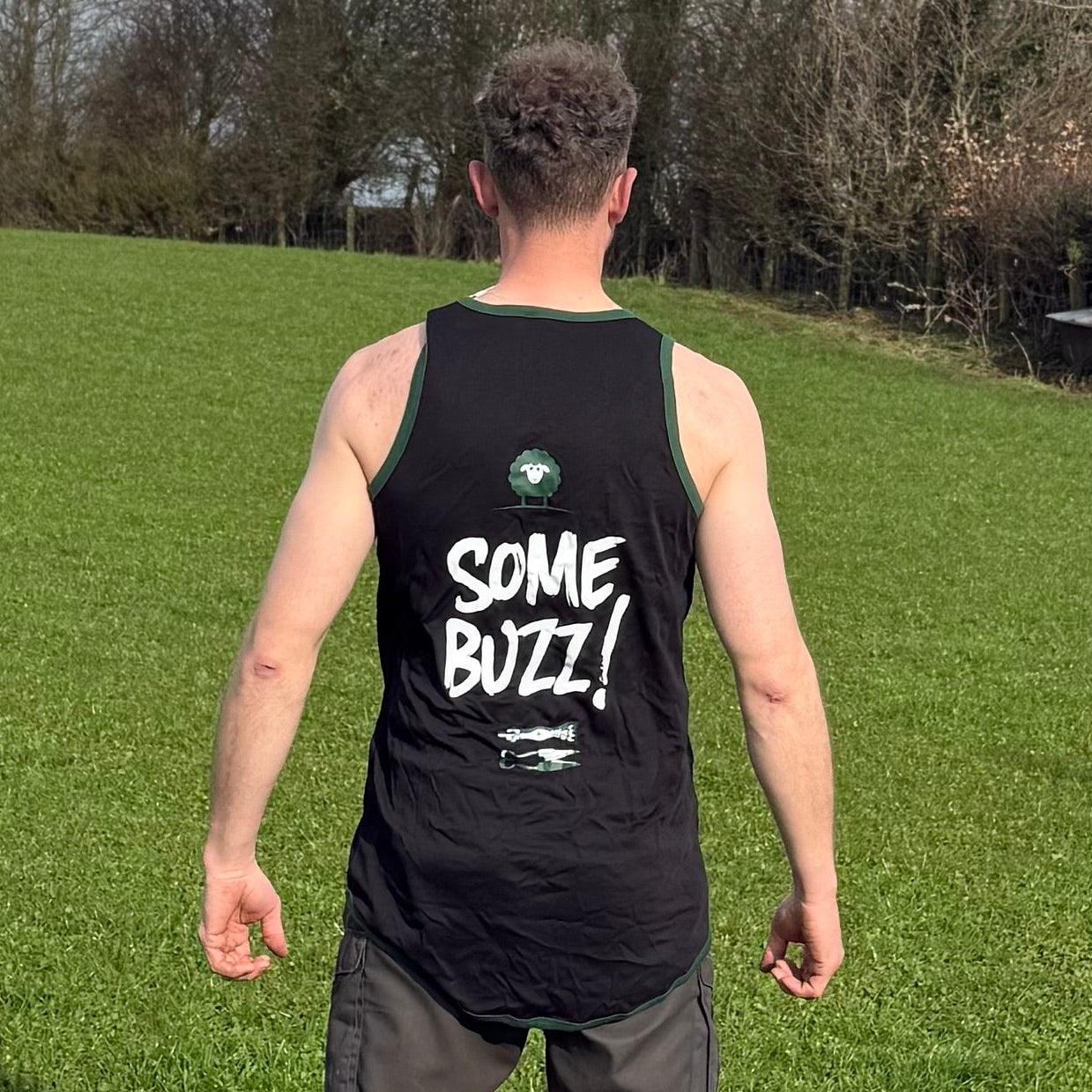 Kids Cotton Shearing Singlet Green/Black