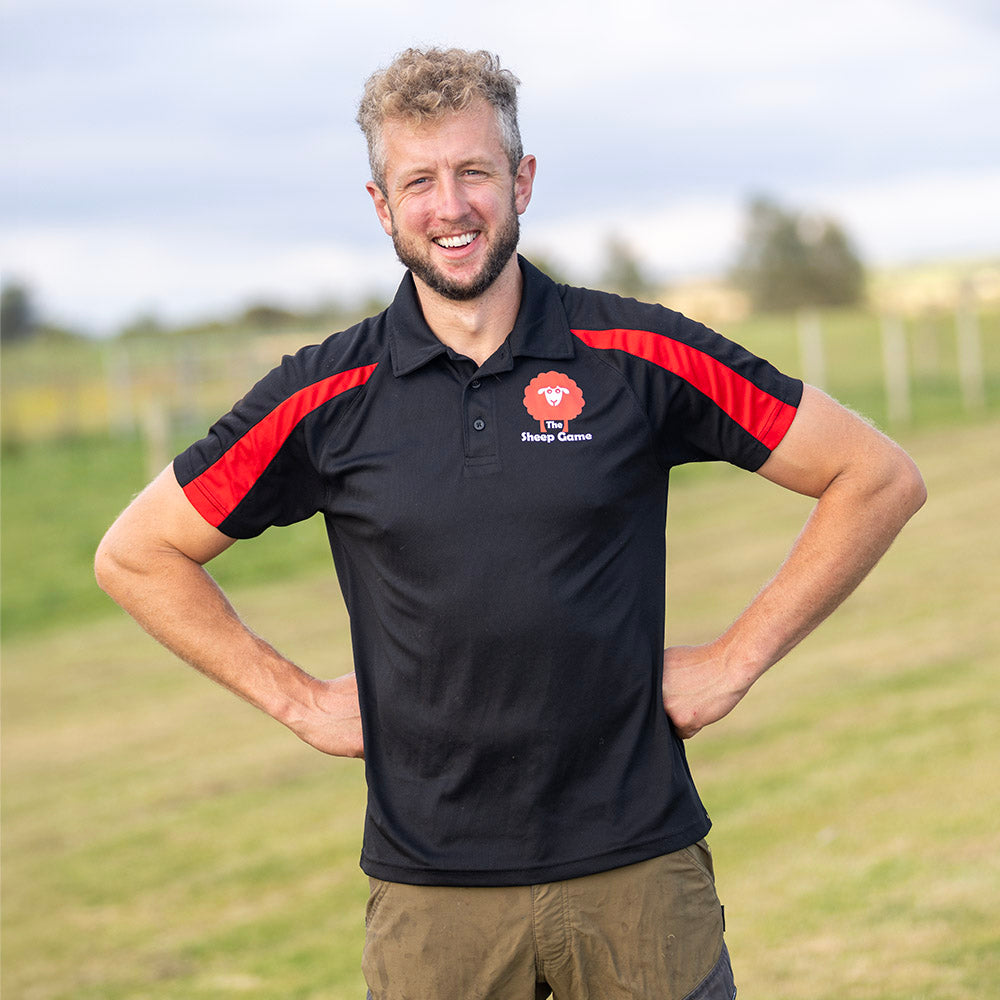Unisex Sports Polo - Black / Red