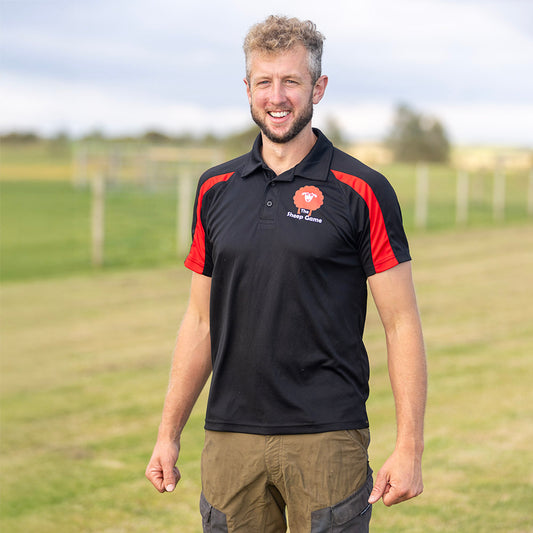 Unisex Sports Polo - Black / Red