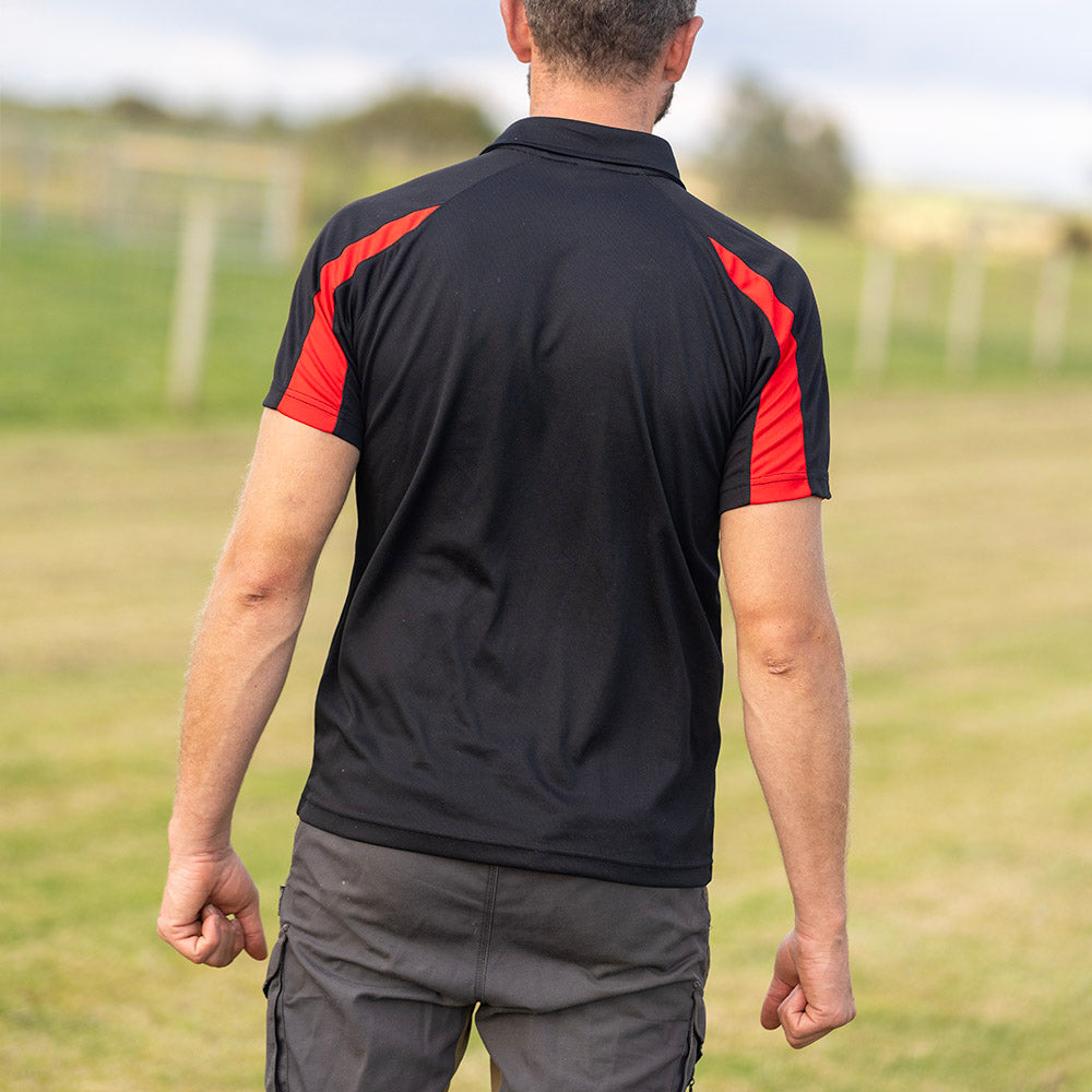 Unisex Sports Polo - Black / Red
