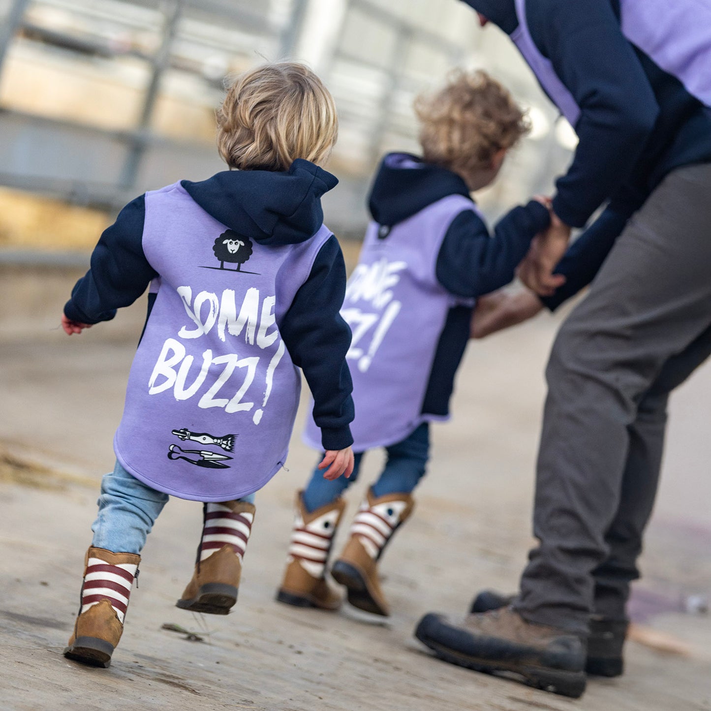 Kids Lilac/Navy Shearing Hoody