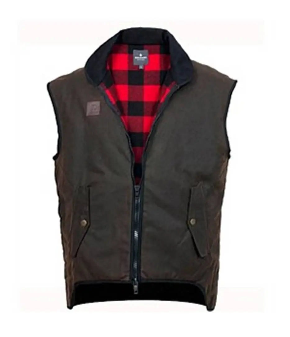 Swanndri Foxton Wool-lined Oilskin Vest Brown