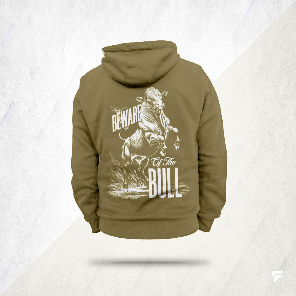 FED Hoodie With 'Beware of the Bull' Back Print - Green
