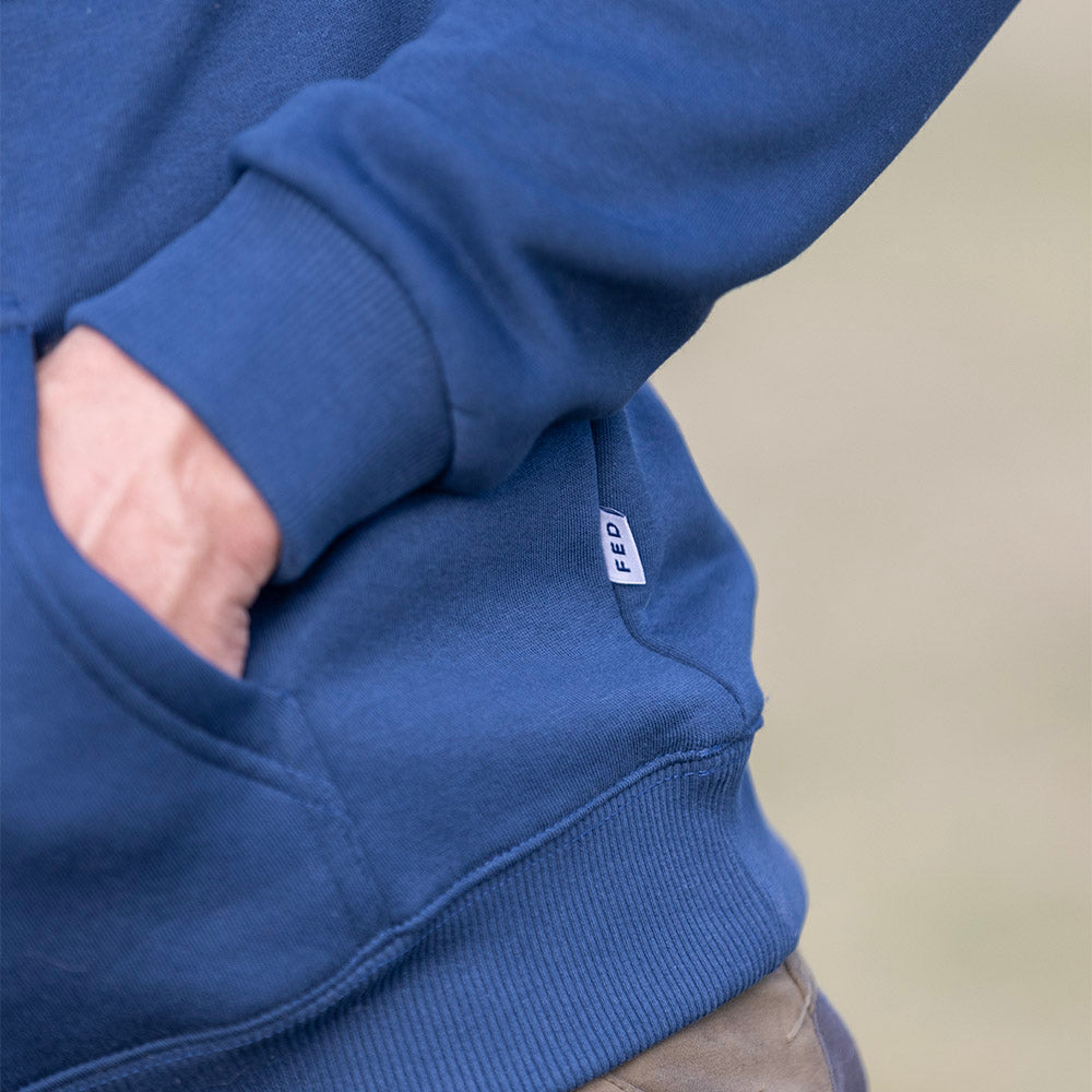 FED Hoodie With 'Farming est 10,000 BC' Back Print - Blue