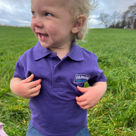 Farming Born & Bred Kids Polo Shirt Purple