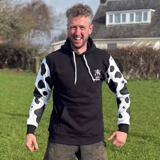 Dairy Game Adult Hoody - Cow Print
