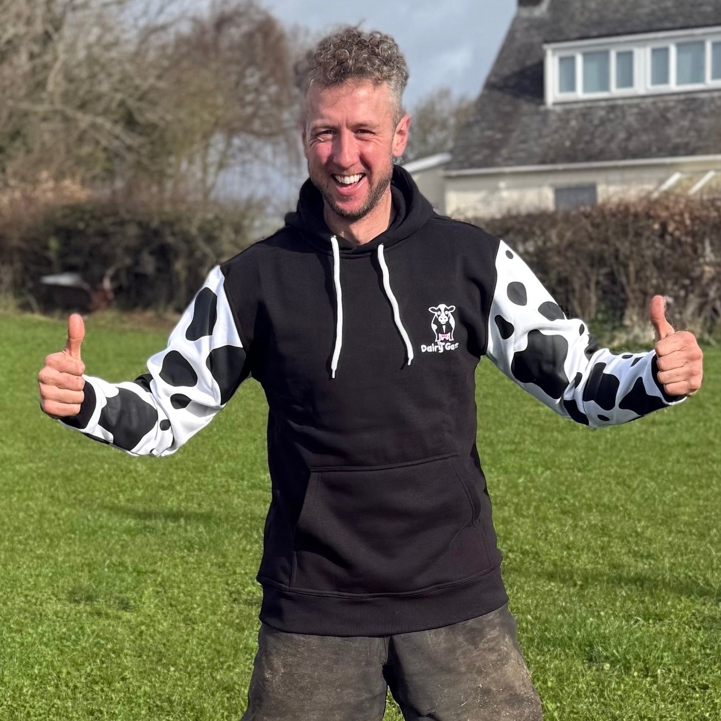 Dairy Game Adult Hoody - Cow Print