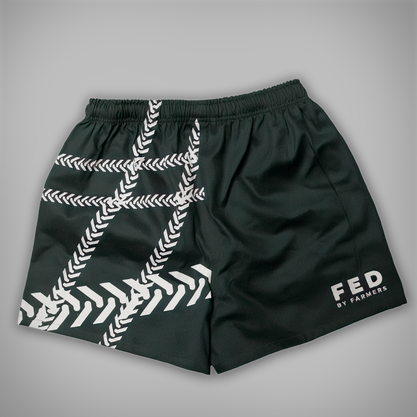FED Rugby Shorts Green Tractor Print